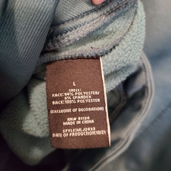 SWISS ALPS Hooded Softshell Jacket Fleece Lined Teal Blue Thumbholes -L - Picture 6 of 6